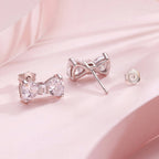 925 Sterling Silver Earrings with Pavé Setting CZ and White Gold Plating