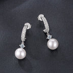 925 Sterling Silver Moissanite and Synthetic Pearl Earrings for Women