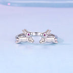 925 Sterling Silver Rabbit Ring with Pavé Setting CZ in White Gold for Women