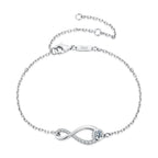 925 Sterling Silver Moissanite Pavé Bracelet for Women - 21cm, White Gold Plated, CZ