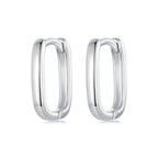 925 Sterling Silver Earrings 10*2mm with White Gold Plating for Women