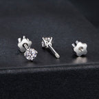 925 Sterling Silver Moissanite Stud Earrings for Women - 0.5ct, 0.6cm Size, White Gold Plated