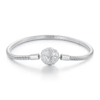 925 Sterling Silver White Gold Plated 17cm CZ Pavé Bracelet for Women