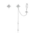 S925 Sterling Silver Earrings with CZ in Pavé Setting, 5.9cm Length, 1cm Size for Women