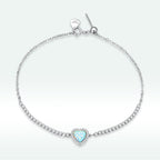 925 Sterling Silver Adjustable Bracelet with Translucent Opal and CZ for Women