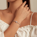 925 Sterling Silver Bracelet with CZ Zircon, 15+6.5cm, Platinum Plated for Women