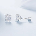 925 Sterling Silver Earrings with Pavé Setting CZ, 0.7*0.5cm, for Women