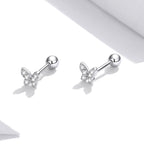 925 Sterling Silver Earrings with CZ in Pavé Setting - 0.4*0.5cm - Women