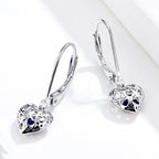 925 Sterling Silver Earrings with CZ and Platinum Plating, 2.3*0.8 cm