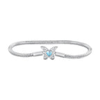 925 Sterling Silver Moonstone Bracelet 17.0 cm Pavé Setting for Women