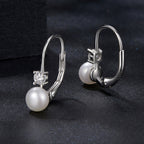 925 Sterling Silver & Moissanite 0.30 Carat Earring with Freshwater Pearl for Women