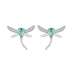 925 Sterling Silver Earrings with CZ and Glass, 12x14mm, for Women