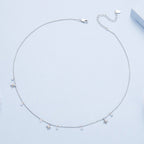 925 Sterling Silver Plated White Gold Pendant Necklace with CZ Charm for Women 38+6cm