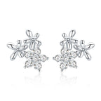 925 Sterling Silver Earrings with CZ in Pavé Setting, 0.6*0.7cm for Women