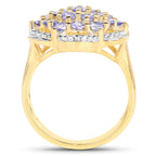 14K Yellow Gold Plated 1.52 Carat Genuine Tanzanite .925 Sterling Silver Ring