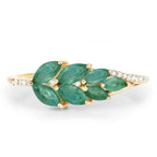 0.68 Carat Genuine Zambian Emerald and White Diamond 14K Yellow Gold Ring