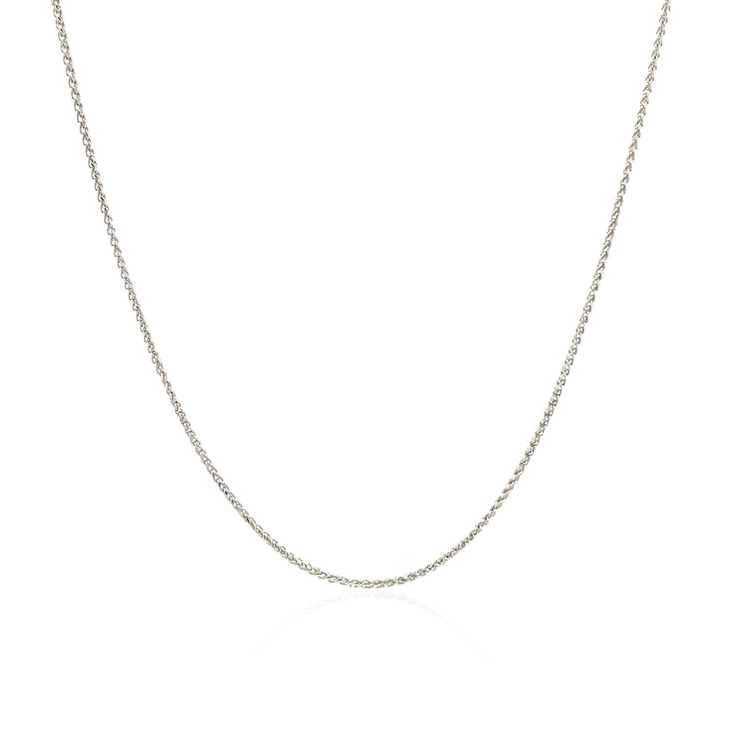 14k White Gold Diamond Cut Round Wheat Chain 0.6mm