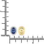 2.16 Carat Genuine Blue Sapphire and White Diamond 14K Yellow Gold Earrings
