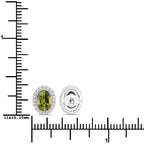 1.92 Carat Genuine Green Tourmaline and White Diamond 14K White Gold Earrings