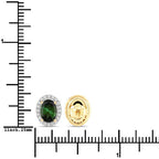 1.92 Carat Genuine Green Tourmaline and White Diamond 14K Yellow Gold Earrings