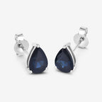 1.60 Carat Genuine Blue Sapphire 10K White Gold Earrings
