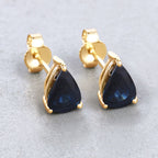 1.60 Carat Genuine Blue Sapphire 10K Yellow Gold Earrings