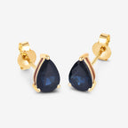 1.60 Carat Genuine Blue Sapphire 10K Yellow Gold Earrings