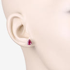 1.60 Carat Genuine Ruby 10K White Gold Earrings