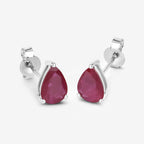 1.60 Carat Genuine Ruby 10K White Gold Earrings
