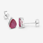 1.60 Carat Genuine Ruby 10K White Gold Earrings