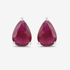 1.60 Carat Genuine Ruby 10K White Gold Earrings