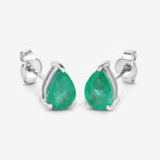 1.30 Carat Genuine Zambian Emerald 10K White Gold Earrings