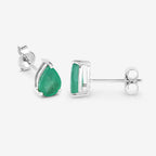 1.30 Carat Genuine Zambian Emerald 10K White Gold Earrings