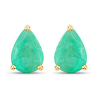 1.30 Carat Genuine Zambian Emerald 10K Yellow Gold Earrings
