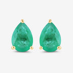 1.30 Carat Genuine Zambian Emerald 10K Yellow Gold Earrings