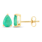 1.30 Carat Genuine Zambian Emerald 10K Yellow Gold Earrings