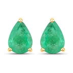 1.30 Carat Genuine Zambian Emerald 14K Yellow Gold Earrings
