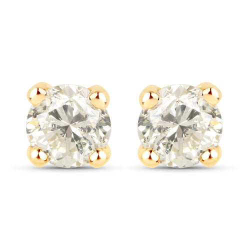 1.01 Carat Genuine Lab-Grown Diamond 14K Yellow Gold Earrings