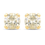 0.98 Carat Genuine LB Diamond 14K Yellow Gold Earrings