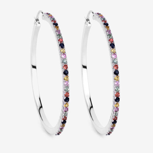 2.24 Carat Genuine Multi-Sapphire .925 Sterling Silver Earrings