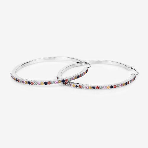 2.24 Carat Genuine Multi-Sapphire .925 Sterling Silver Earrings