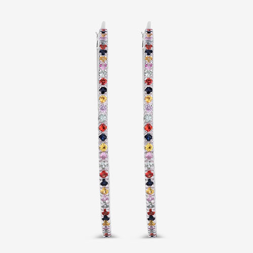 2.24 Carat Genuine Multi-Sapphire .925 Sterling Silver Earrings