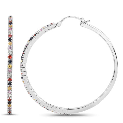 2.24 Carat Genuine Multi-Sapphire .925 Sterling Silver Earrings