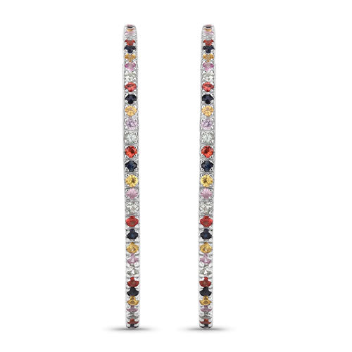 2.24 Carat Genuine Multi-Sapphire .925 Sterling Silver Earrings