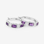 2.18 Carat Genuine Amethyst and White Topaz .925 Sterling Silver Earrings