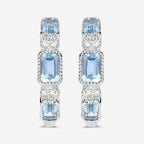 2.66 Carat Genuine Blue Topaz and White Topaz .925 Sterling Silver Earrings