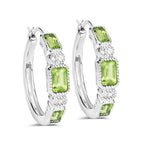 2.40 Carat Genuine Peridot and White Topaz .925 Sterling Silver Earrings
