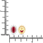 2.02 Carat Genuine Ruby and White Diamond 14K Yellow Gold Earrings