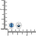 1.87 Carat Genuine Blue Sapphire and White Diamond 14K White Gold Earrings