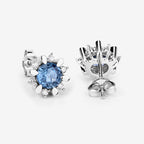 1.87 Carat Genuine Blue Sapphire and White Diamond 14K White Gold Earrings
